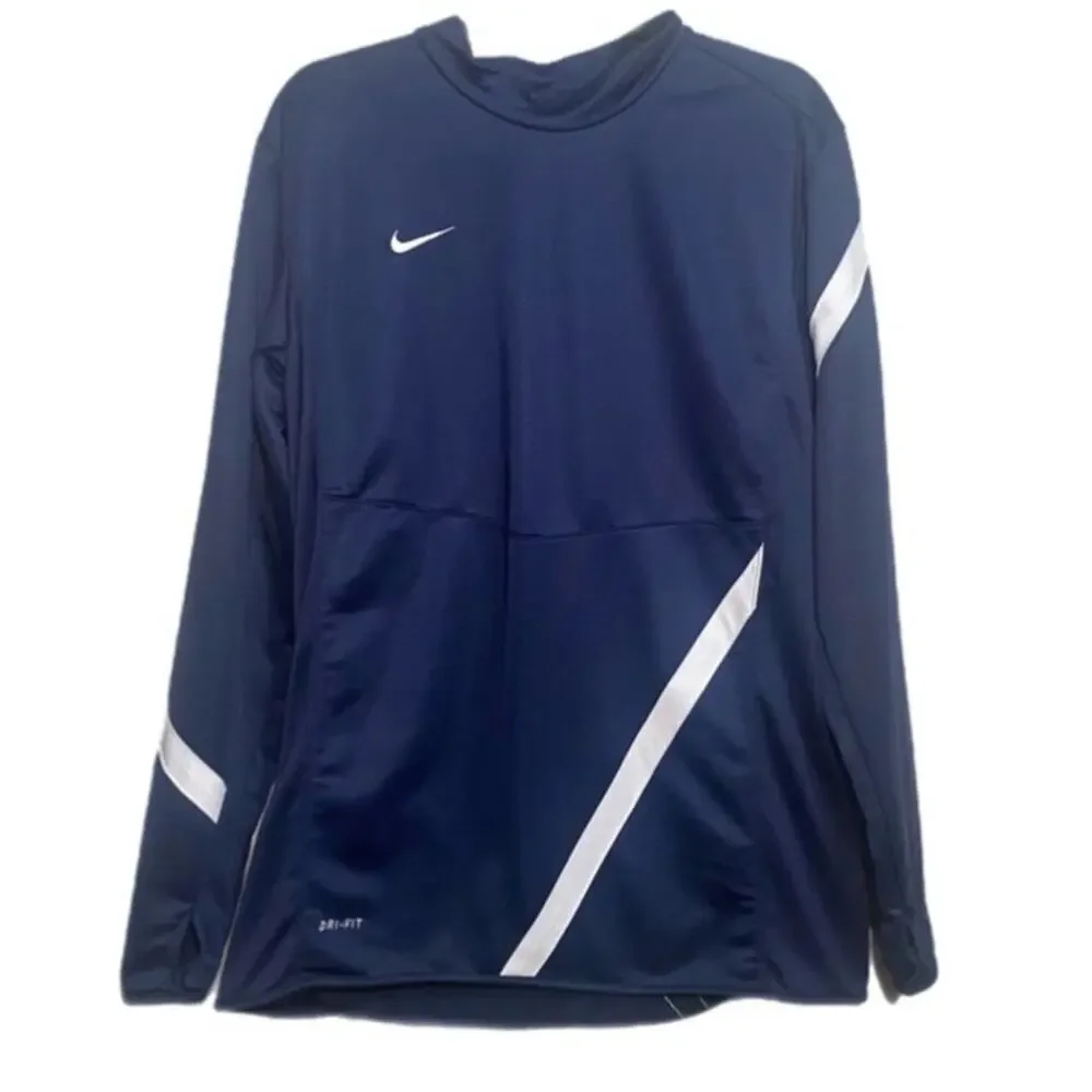 Nike Dri-Fit Navy With Thumbholes Size :  Embodied Nike Logo
